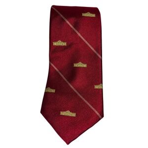Schreter Mens Red Silk Necktie Woven‎ Thomas Jefferson Memorial Foundation